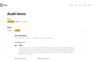 A sample prototype screen, minimalist spacing, depicting a list of items that have problems, and what needs to be done to resolve them.